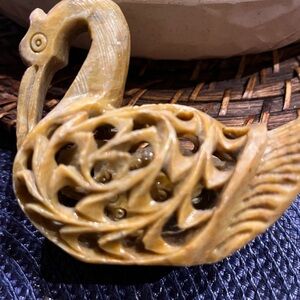 Carved Tan Swan Figurine